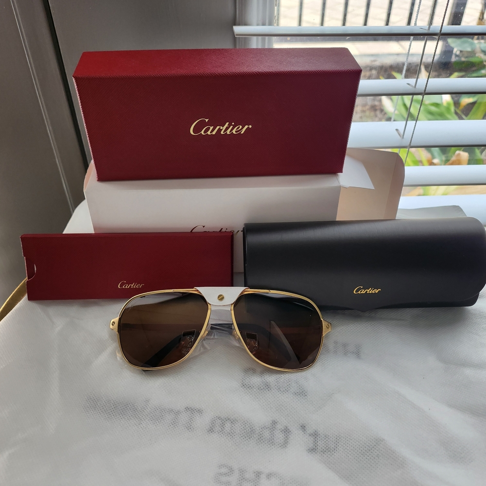 Cartier Gold Frame Sunglasses with Brown Lenses